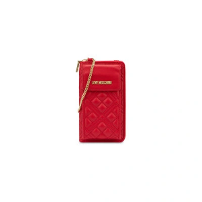 Shop Love Moschino Phone Wallet With Chain In Black