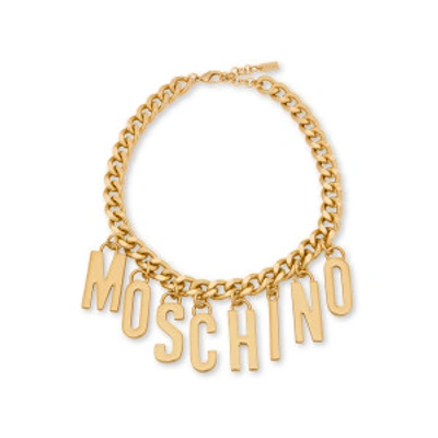 Shop Moschino Lettering Charm Choker In Gold