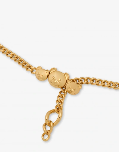 Shop Moschino Teddy Bear Chain Belt In Gold