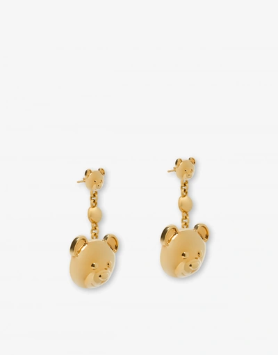 Shop Moschino Teddy Bear Drop Earrings In Gold