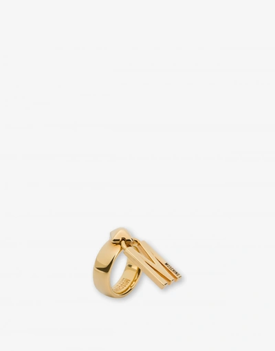 Shop Moschino Ring With M Charm In Gold