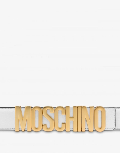 Shop Moschino Lettering Logo Belt In White