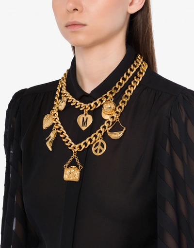 Shop Moschino Charms Necklace In Gold