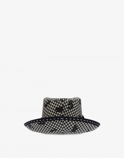 Shop Moschino Flock Numbers Hounds-tooth Hat In Black