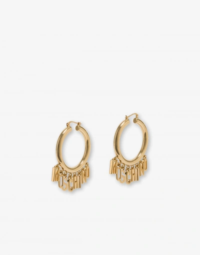 Shop Moschino Lettering Charms Circle Earrings In Gold