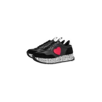 Shop Love Moschino Logo Sole Running Sneakers In Black