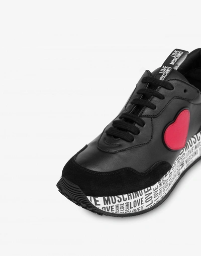 Shop Love Moschino Logo Sole Running Sneakers In Black