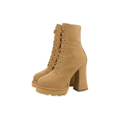 Shop Moschino Nubuck Combat Boots In Honey