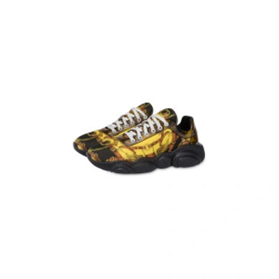 Shop Moschino Allover Scarf Neoprene Teddy Shoes In Yellow