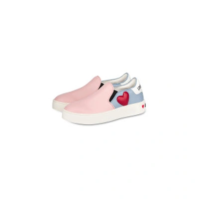 Shop Love Moschino Padded Heart Slip On Sneakers In Pale Pink