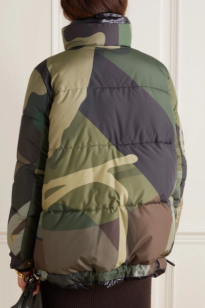 Shop Sacai + Kaws Quilted Camouflage-print Shell Jacket In Green