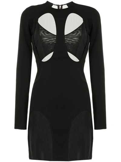 Shop Dion Lee Powermesh Lung Cut-out Dress In Black