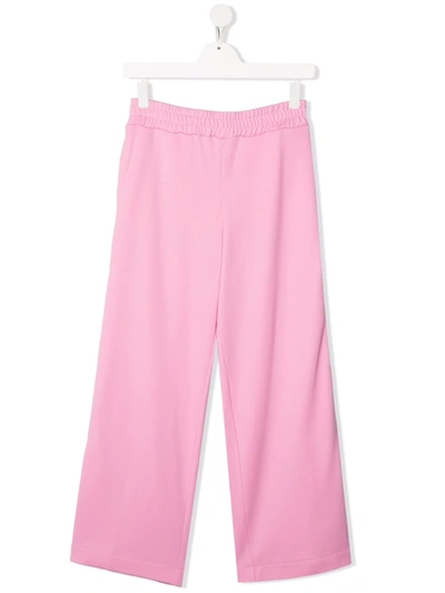 Shop Fendi Wide Leg Track Trousers In Pink