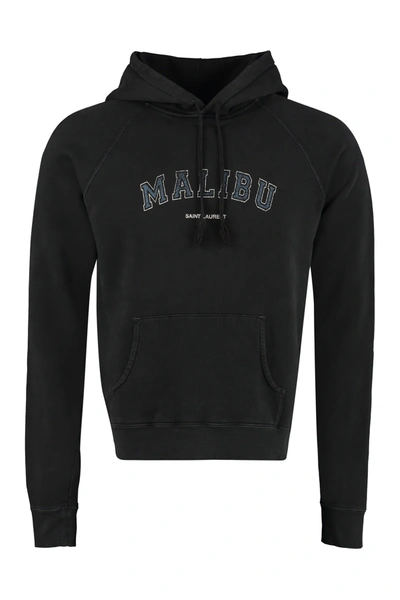 Shop Saint Laurent Malibu Print Hoodie In Black