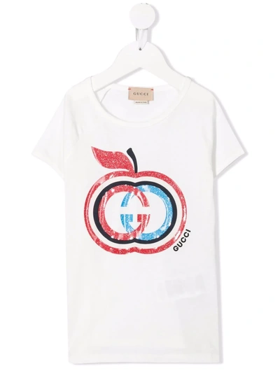 Shop Gucci Apple Logo-print T-shirt In White
