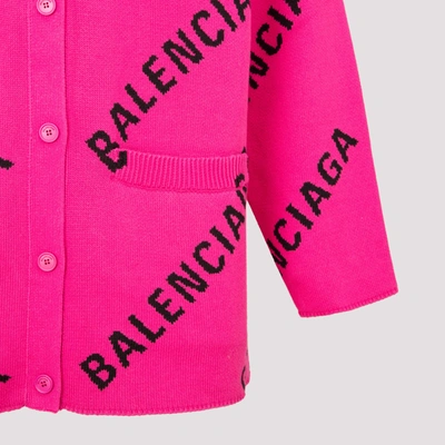 Shop Balenciaga Cotton Cardigan Sweater In Pink &amp; Purple