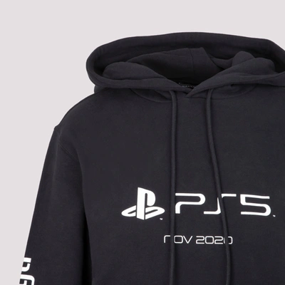 Shop Balenciaga Playstation Fitted Hoodie Sweatshirt In Black