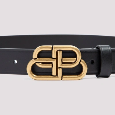 Shop Balenciaga Thin Bb Belt In Black