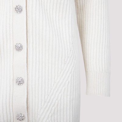 Shop Ganni Recycled Wool Long Cardigan Sweater In White