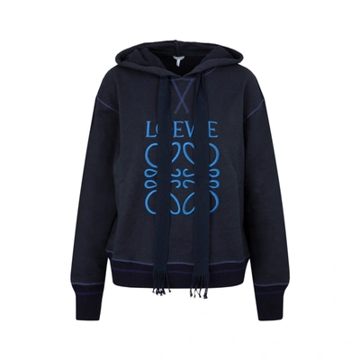 Shop Loewe Anagram Hoodie Sweatshirt In Blue