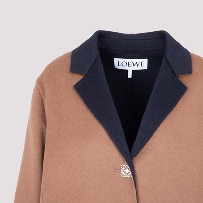 Shop Loewe Anagram Bi-colour Coat In Blue