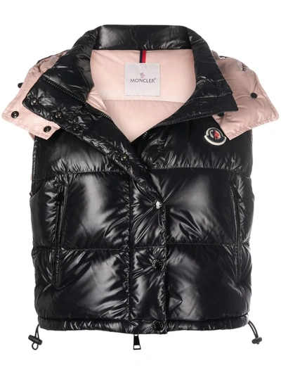 Black & Pink Down Alpiste Short Vest