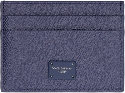 Shop Dolce & Gabbana Logo Plaque Cardholder In Blue