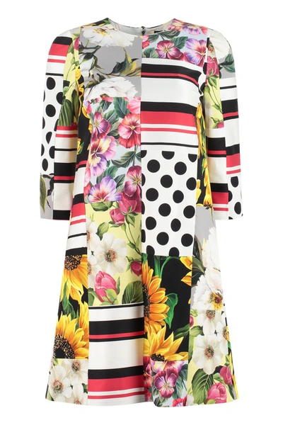 Shop Dolce & Gabbana Patchwork Print Midi Dress In Multi
