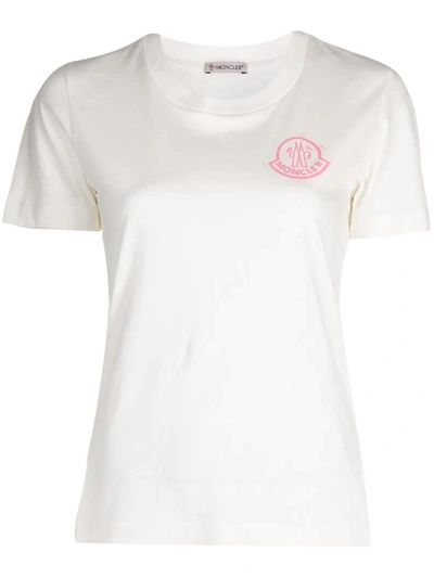 Shop Moncler White Slim Fit T-shirt With Printed Logo