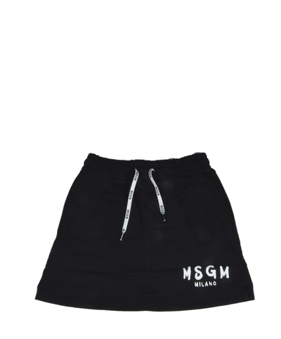 Shop Msgm Kids Logo Print Drawstring Skirt In Black