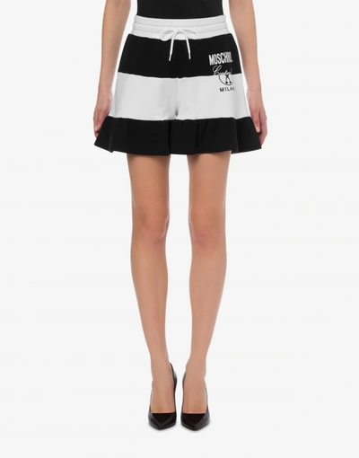 Shop Moschino Black & White Fleece Shorts
