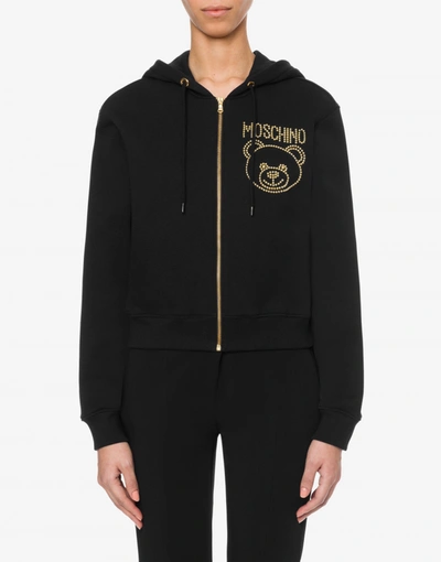 Shop Moschino Teddy Studs Hoodie In Black