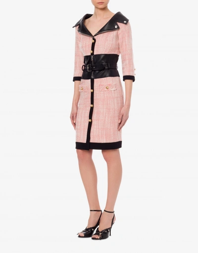 Shop Moschino Two-tone Mat Dress In Confetti Pink