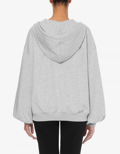 Shop Moschino Crystal Logo Hoodie In Light Grey