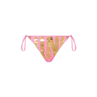 Shop Moschino Gold Logo Beach Briefs In Pink