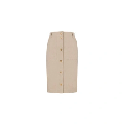 Shop Moschino Safari Gabardine Skirt In Light Brown