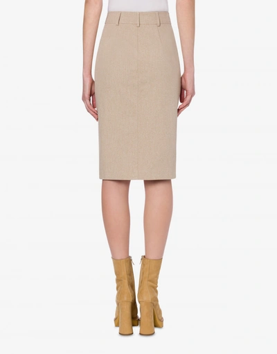 Shop Moschino Safari Gabardine Skirt In Light Brown