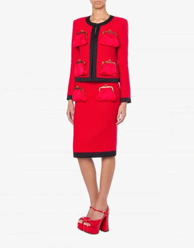 Shop Moschino Purse Pockets Mat Jacket In Red