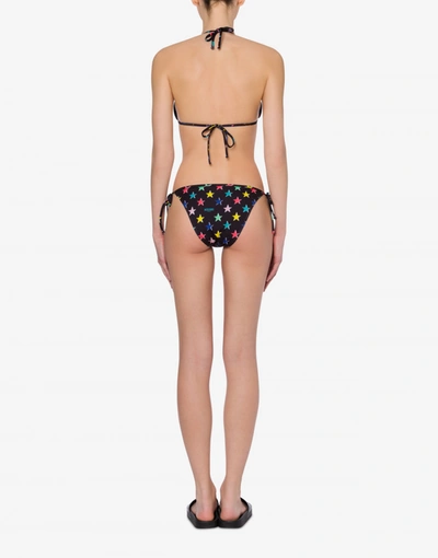 Shop Moschino All-over Stars Bikini Top In Black