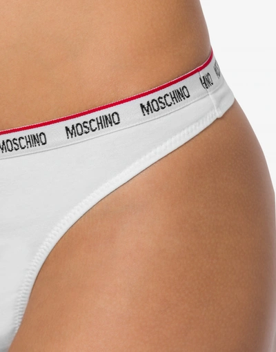 Shop Moschino Mini Elastic Jersey Thong In White