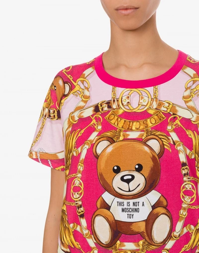 Shop Moschino Teddy Scarf Jersey T-shirt In Pink