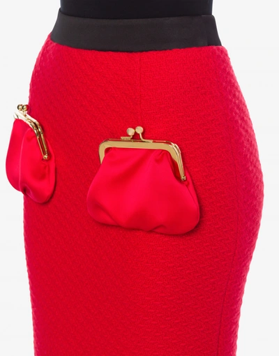 Shop Moschino Purse Pockets Wool Mat Skirt In Red