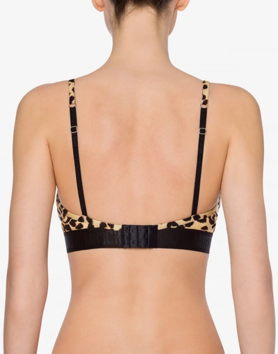 Shop Moschino All-over Teddy Leo Triangle Bra In Beige