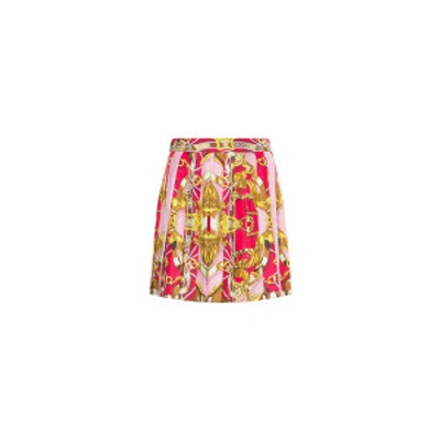 Shop Moschino Teddy Scarf Silk Twill Mini Skirt In Pink