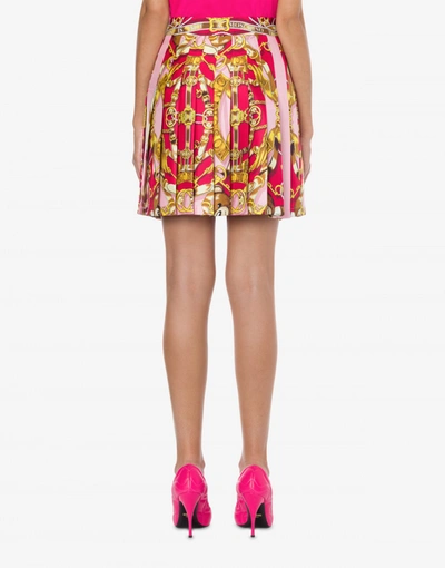 Shop Moschino Teddy Scarf Silk Twill Mini Skirt In Pink