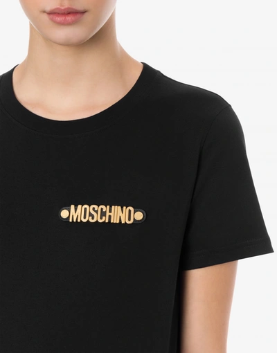 Shop Moschino Lettering Logo Jersey T-shirt In Pink
