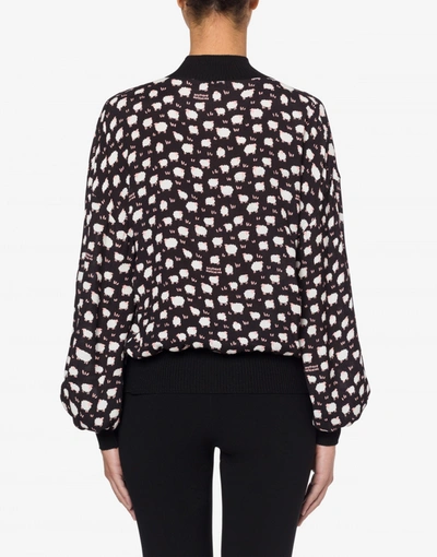 Shop Boutique Moschino Sweet Sheep Viscose Blouse In Black