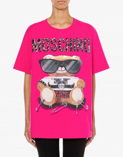 Shop Moschino Mixed Teddy Bear Jersey T-shirt In White