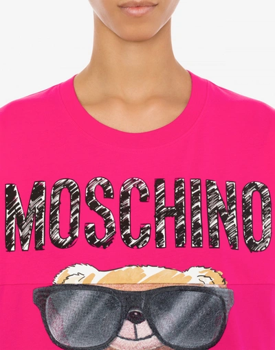 Shop Moschino Mixed Teddy Bear Jersey T-shirt In White