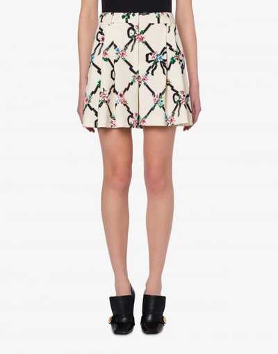 Shop Boutique Moschino Floral Argyle Cady Shorts In Ivory